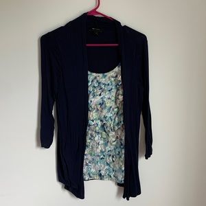 Navy blue with pastel colored cardigan one piece